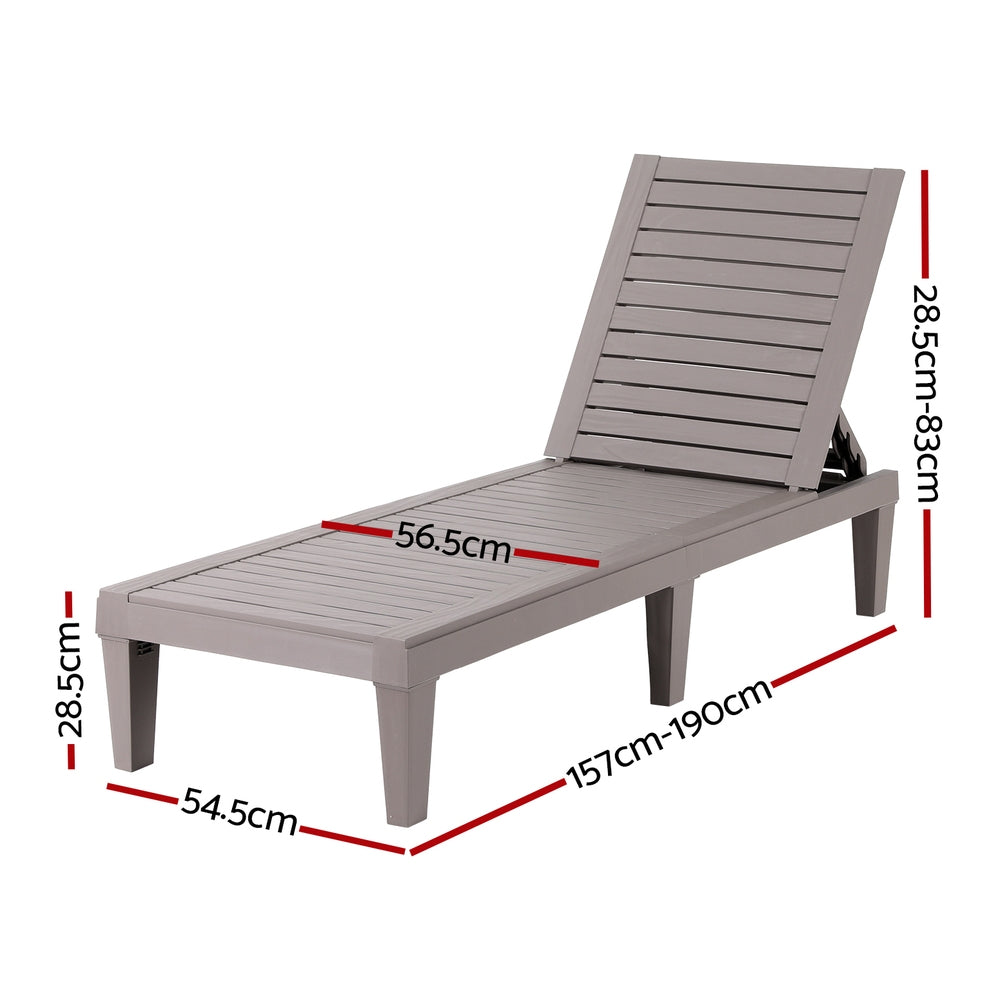 Jorah Sun Lounge Adjustable Recliner Patio Outdoor Furniture Lightweight - Brown