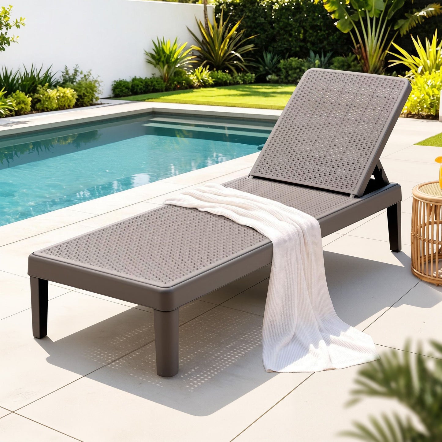 Beckett Sun Lounge Adjustable Lounger Patio Outdoor Furniture Lightweight - Brown