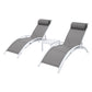 Graysen 3-Piece Sun Lounge Outdoor Lounger Steel Table Chairs Patio Furniture - White