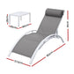 Graysen 3-Piece Sun Lounge Outdoor Lounger Steel Table Chairs Patio Furniture - White