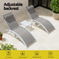 Graysen 3-Piece Sun Lounge Outdoor Lounger Steel Table Chairs Patio Furniture - White