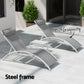 Graysen 3-Piece Sun Lounge Outdoor Lounger Steel Table Chairs Patio Furniture - White