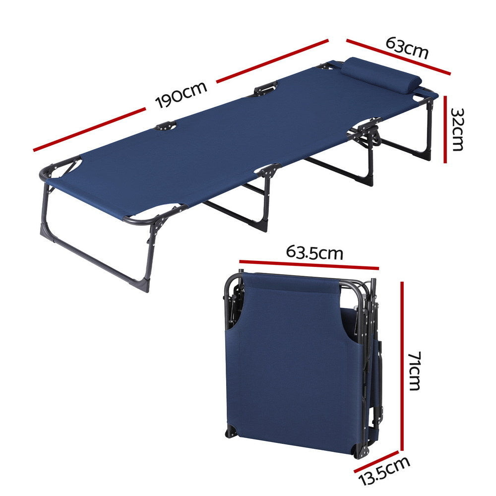 Quinlan Sun Lounger Folding Lounge Beach Chair Patio Outdoor Furniture - Blue