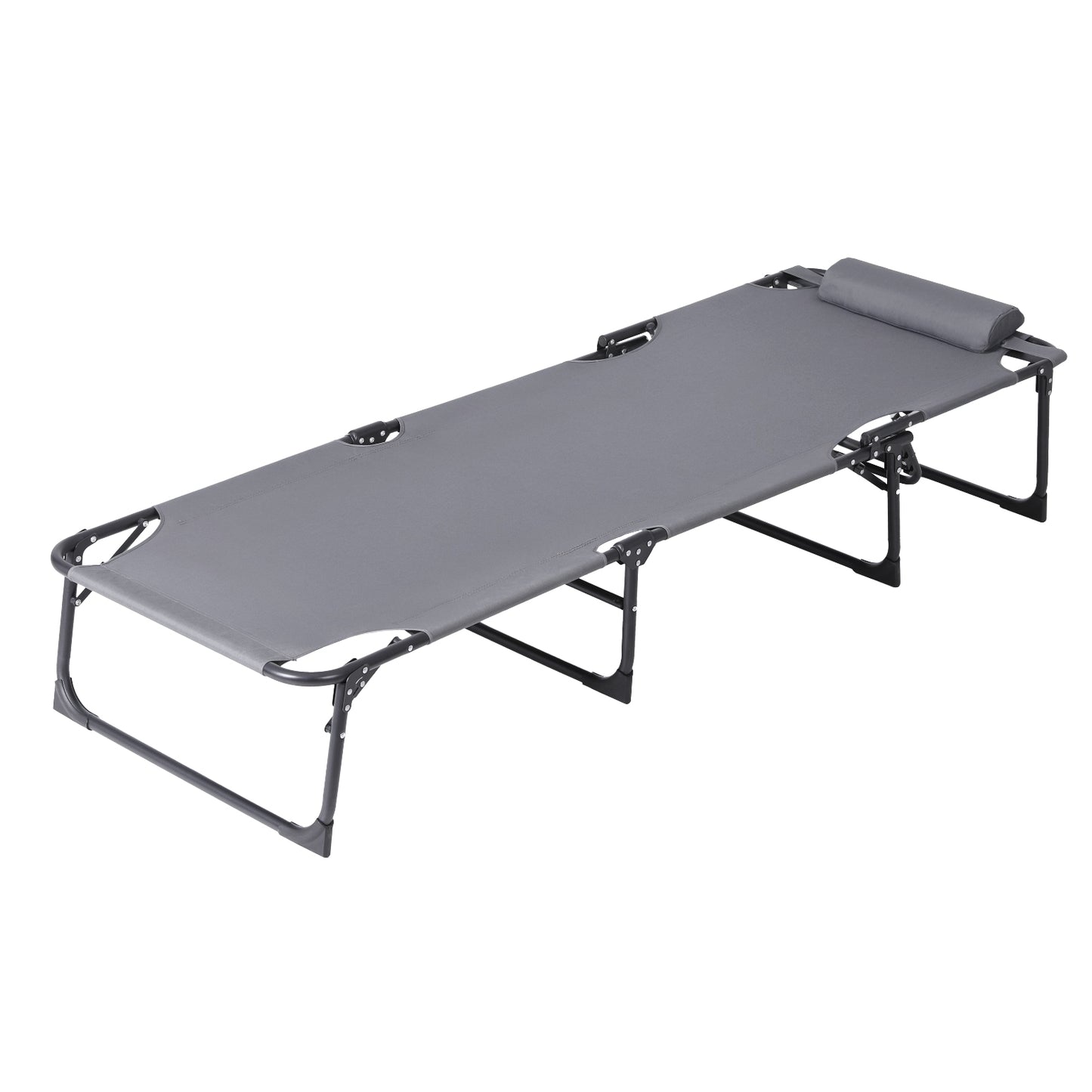 Quinlan Sun Lounger Folding Lounge Beach Chair Patio Outdoor Furniture - Grey