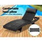 Travis Outdoor Sun Lounge Wicker Chair without Armrest - Black