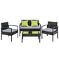 Dover 4-Seater Outdoor Set Furniture Lounge Setting Wicker Couches Garden Patio Pool 4-Piece Sofa - Black