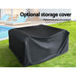 Chester 11-Seater Outdoor Set Furniture Wicker 12-Piece Sofa with Storage Cover - Black