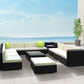 Chester 12-Seater Furniture Set Wicker Garden Patio Lounge 13-Piece Outdoor Sofa - Black