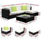Chester 4-Seater Furniture Set Wicker Garden Patio Pool Lounge 5-Piece Outdoor Sofa - Black