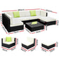 Chester 6-Seater Outdoor Set Furniture Wicker 7-Piece Sofa with Storage Cover - Black