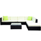 Chester 6-Seater Furniture Set Wicker Garden Patio Pool Lounge 7-Piece Outdoor Sofa - Black