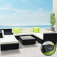 Chester 8-Seater Outdoor Set Furniture Wicker 9-Piece Sofa with Storage Cover - Black