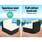 Wednesbury Set of 2 Outdoor Furniture Sofa Set Wicker Rattan Garden Lounge Chair Setting - Black