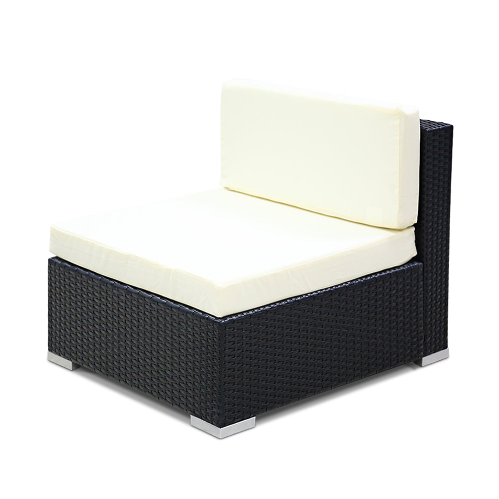 Wednesbury Set of 3 Outdoor Furniture Sofa Set Wicker Rattan Garden Lounge Chair Setting - Black