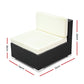 Wednesbury Set of 3 Outdoor Furniture Sofa Set Wicker Rattan Garden Lounge Chair Setting - Black