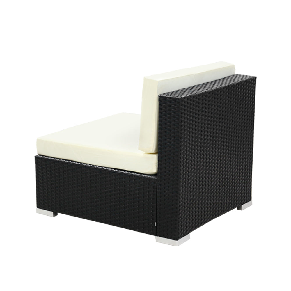 Wednesbury Set of 3 Outdoor Furniture Sofa Set Wicker Rattan Garden Lounge Chair Setting - Black