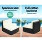 Wednesbury Set of 3 Outdoor Furniture Sofa Set Wicker Rattan Garden Lounge Chair Setting - Black