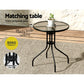 Tomos 4-Seater Table and chairs Stackable Bistro Set Patio Coffee 5-Piece Outdoor Furniture - Black