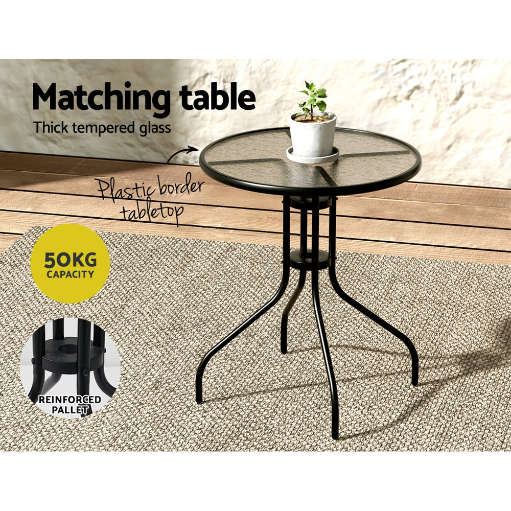 Tomos 4-Seater Table and chairs Stackable Bistro Set Patio Coffee 5-Piece Outdoor Furniture - Black