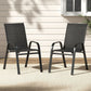 Broseley Set of 2 Outdoor Stackable Chairs Lounge Chair Bistro Set Patio Furniture - Black
