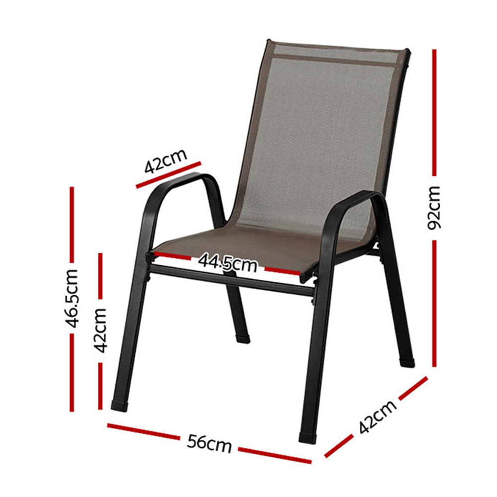 Broseley Set of 6 Outdoor Dining Chairs Stackable Chair Patio Garden Furniture - Brown