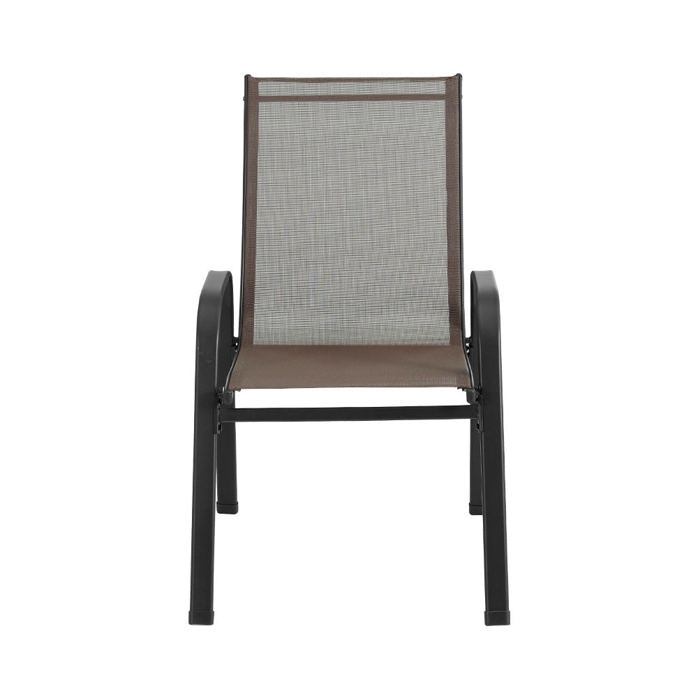 Broseley Set of 6 Outdoor Dining Chairs Stackable Chair Patio Garden Furniture - Brown