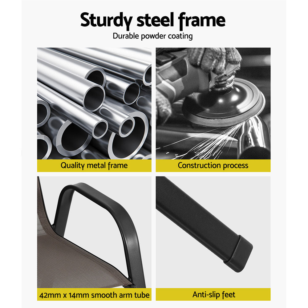 Broseley Set of 6 Outdoor Dining Chairs Stackable Chair Patio Garden Furniture - Brown