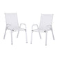 Broseley Set of 2 Outdoor Stackable Chairs Lounge Chair Bistro Set Patio Furniture - White