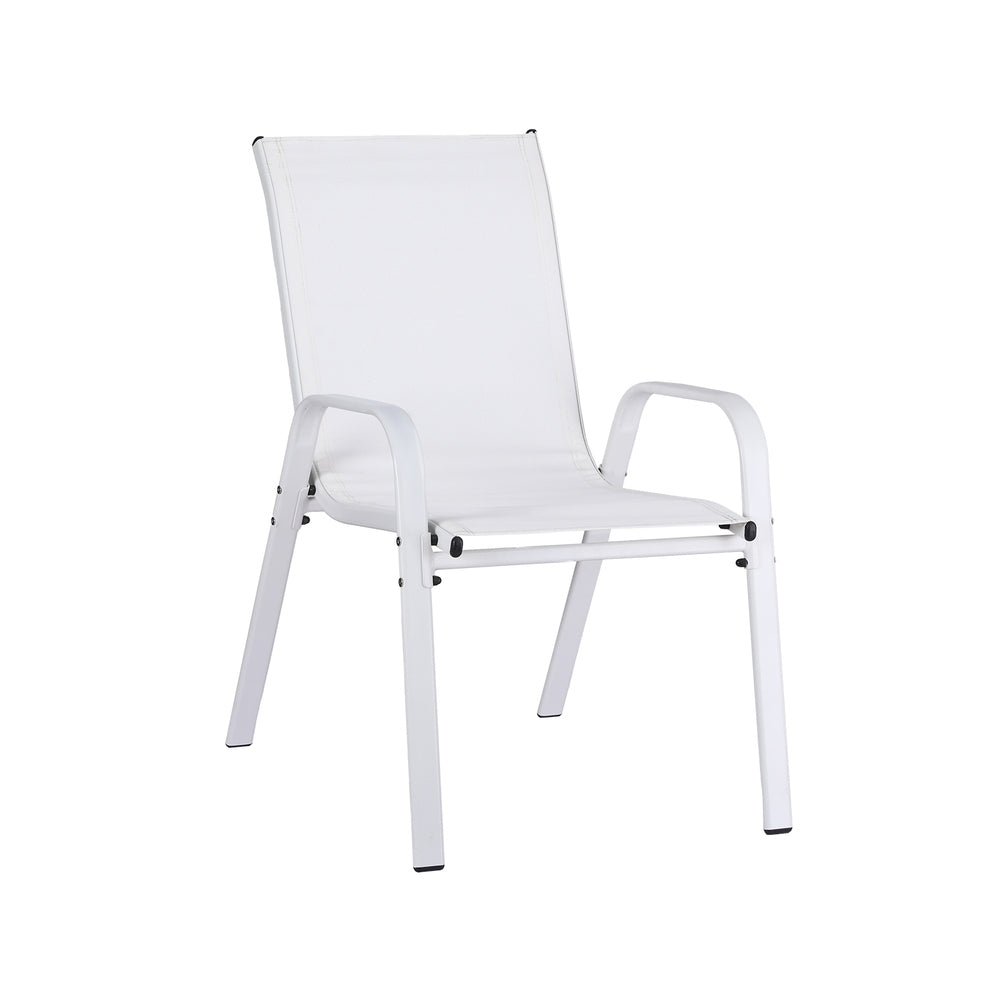 Broseley Set of 2 Outdoor Stackable Chairs Lounge Chair Bistro Set Patio Furniture - White