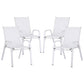 Broseley Set of 4 Outdoor Stackable Chairs Lounge Chair Bistro Set Patio Furniture - White