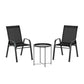 Piran 3-Piece Outdoor Bistro Set Patio Furniture Table and Chairs Stackable - Black