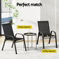 Piran 3-Piece Outdoor Bistro Set Patio Furniture Table and Chairs Stackable - Black