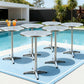 Marco Set of 6 Outdoor Bar Table Furniture Adjustable Aluminium Cafe Table Round - Silver
