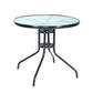Tidworth Outdoor Dining Table Bar Setting Steel Glass 70CM - Black