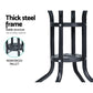 Tidworth Outdoor Dining Table Bar Setting Steel Glass 70CM - Black
