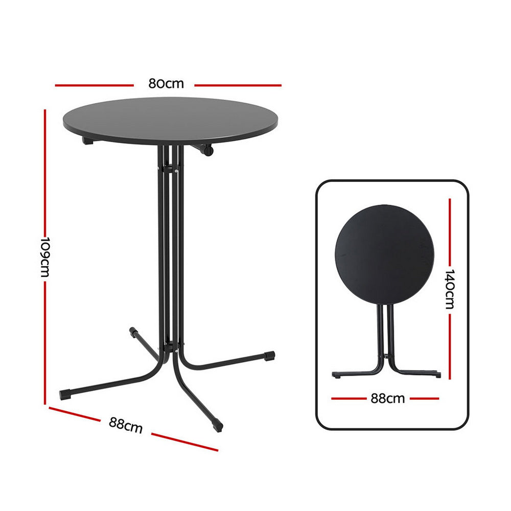 Lettice Outdoor Bar Table Round Folding Desk Top 109cm Patio Furniture - Black