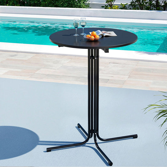 Lettice Outdoor Bar Table Round Folding Desk Top 109cm Patio Furniture - Black