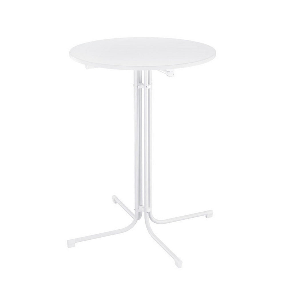 Lettice Outdoor Bar Table Round Folding Desk Top 109cm Patio Furniture - White