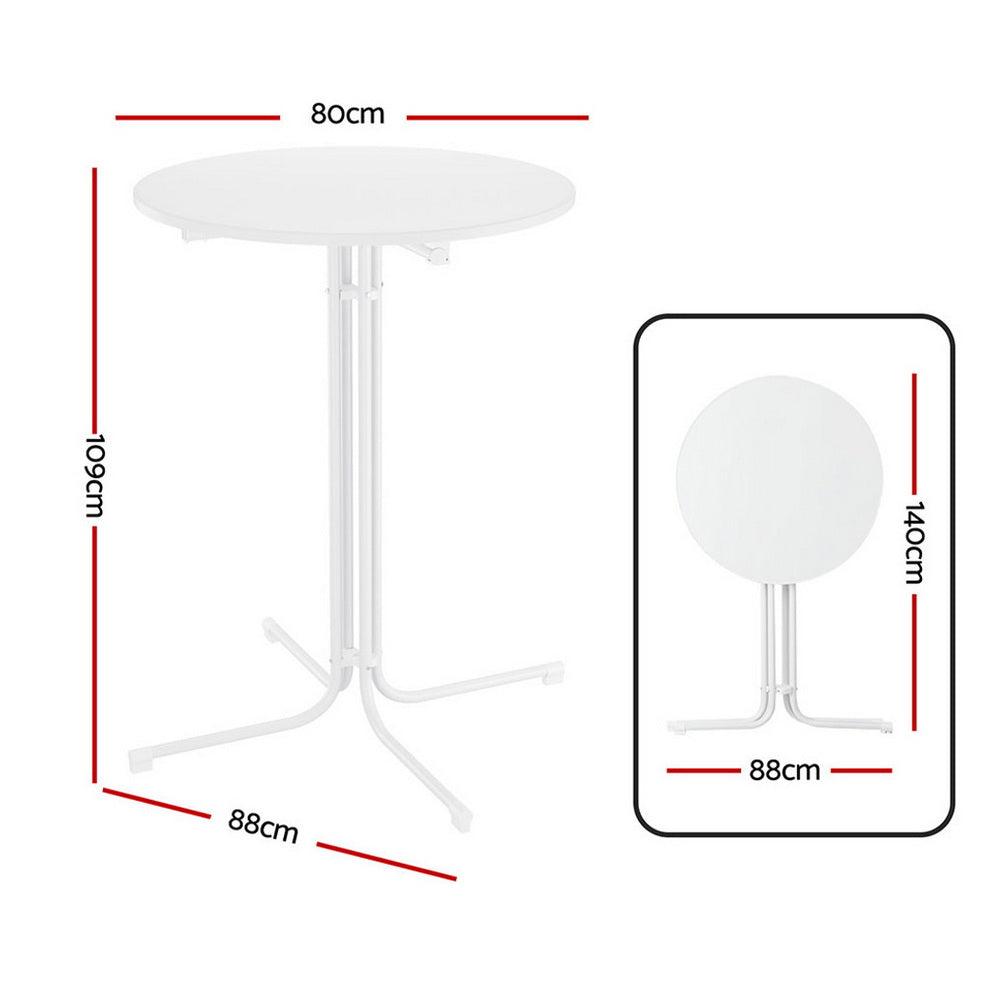 Lettice Outdoor Bar Table Round Folding Desk Top 109cm Patio Furniture - White