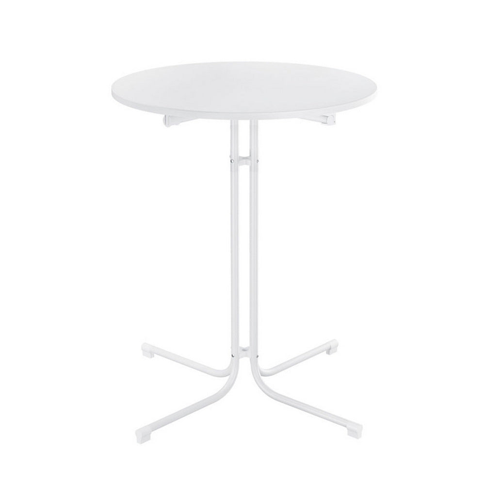 Lettice Outdoor Bar Table Round Folding Desk Top 109cm Patio Furniture - White
