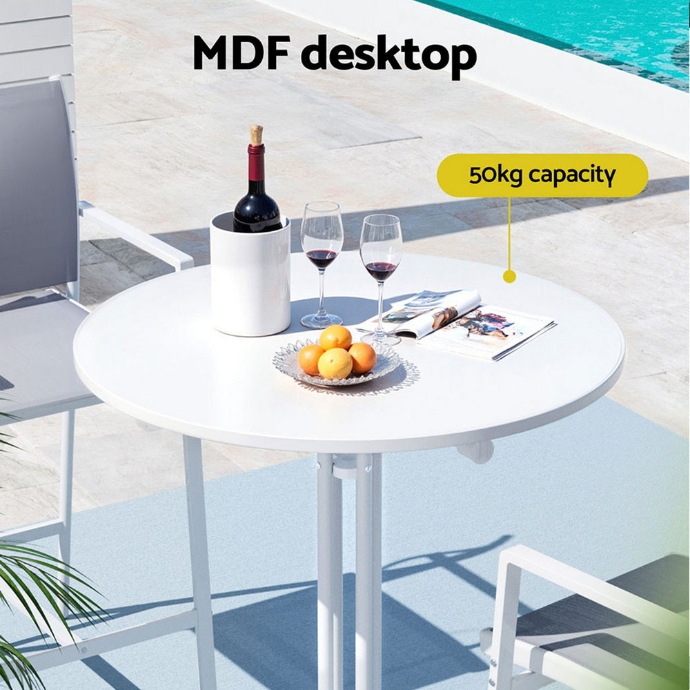Lettice Outdoor Bar Table Round Folding Desk Top 109cm Patio Furniture - White