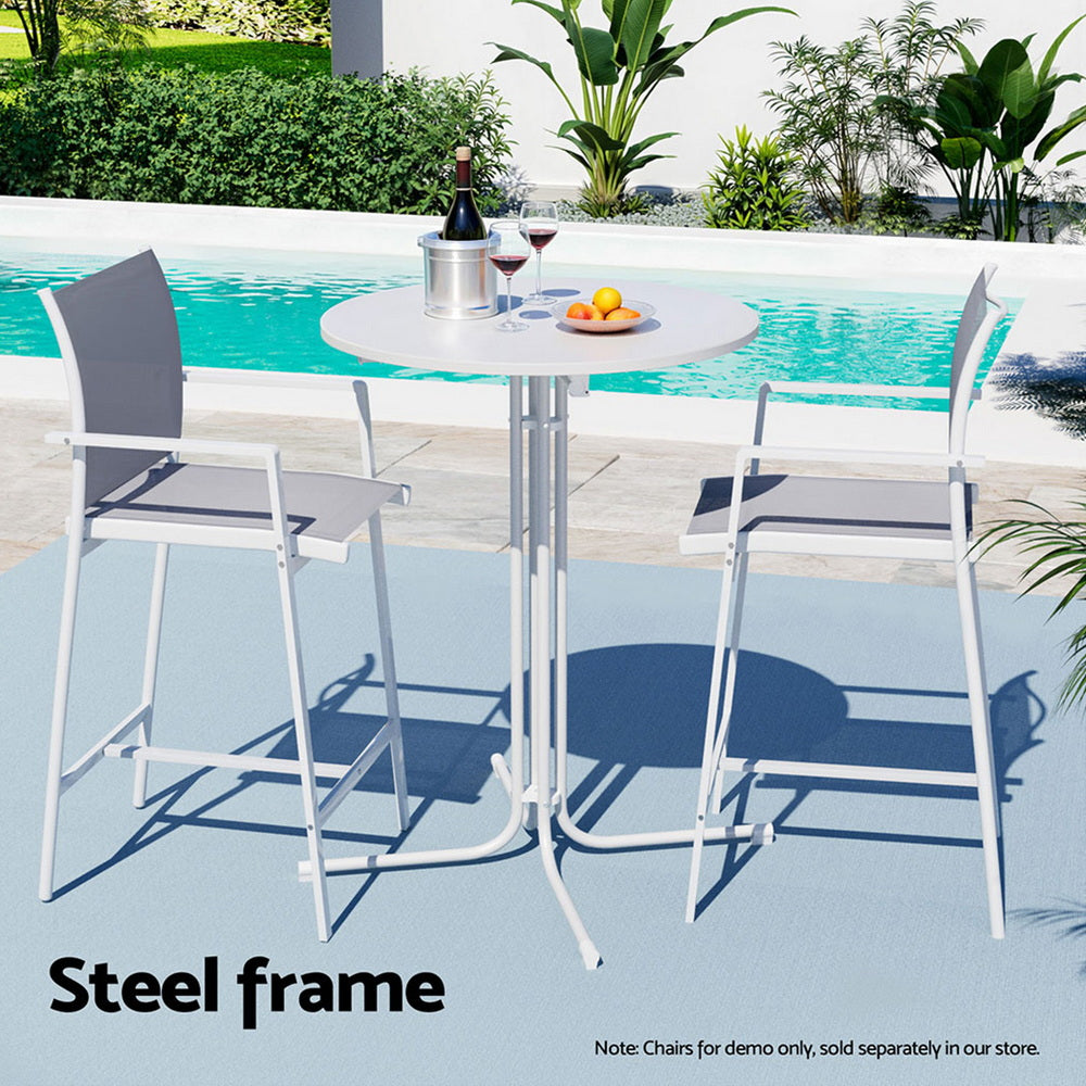 Lettice Outdoor Bar Table Round Folding Desk Top 109cm Patio Furniture - White