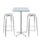 Xander 2-Seater Bar Table Stools Adjustable Aluminium Cafe Square 3-Piece Outdoor Bistro Set - Silver