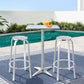 Xander 2-Seater Bar Table Stools Adjustable Aluminium Cafe Square 3-Piece Outdoor Bistro Set - Silver