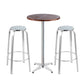 Xander 2-Seater Bar Table Stools Adjustable Aluminium Cafe Wood 3-Piece Outdoor Bistro Set - Silver