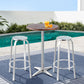 Xander 2-Seater Bar Table Stools Adjustable Aluminium Cafe Square 3-Piece Outdoor Bistro Set - Silver