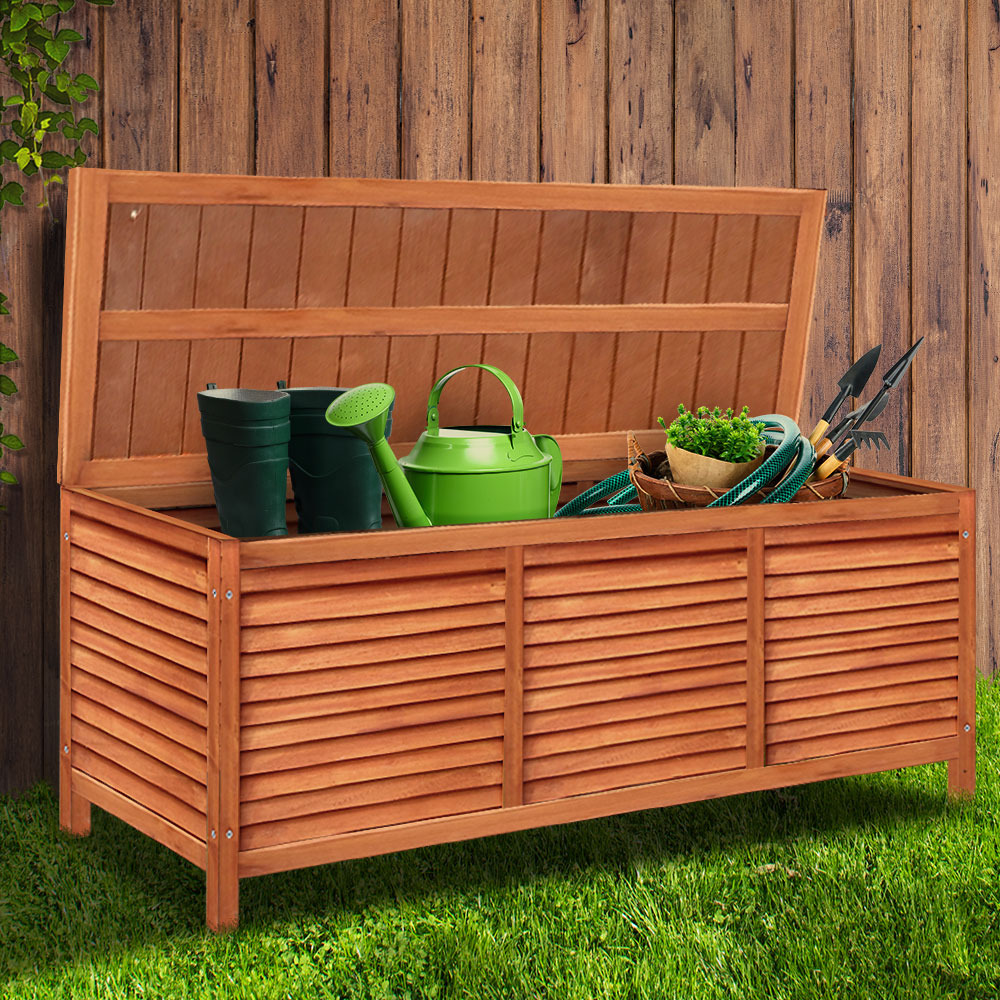 Outdoor Storage Bench Box 210L Wooden Patio Furniture Garden Chair Seat