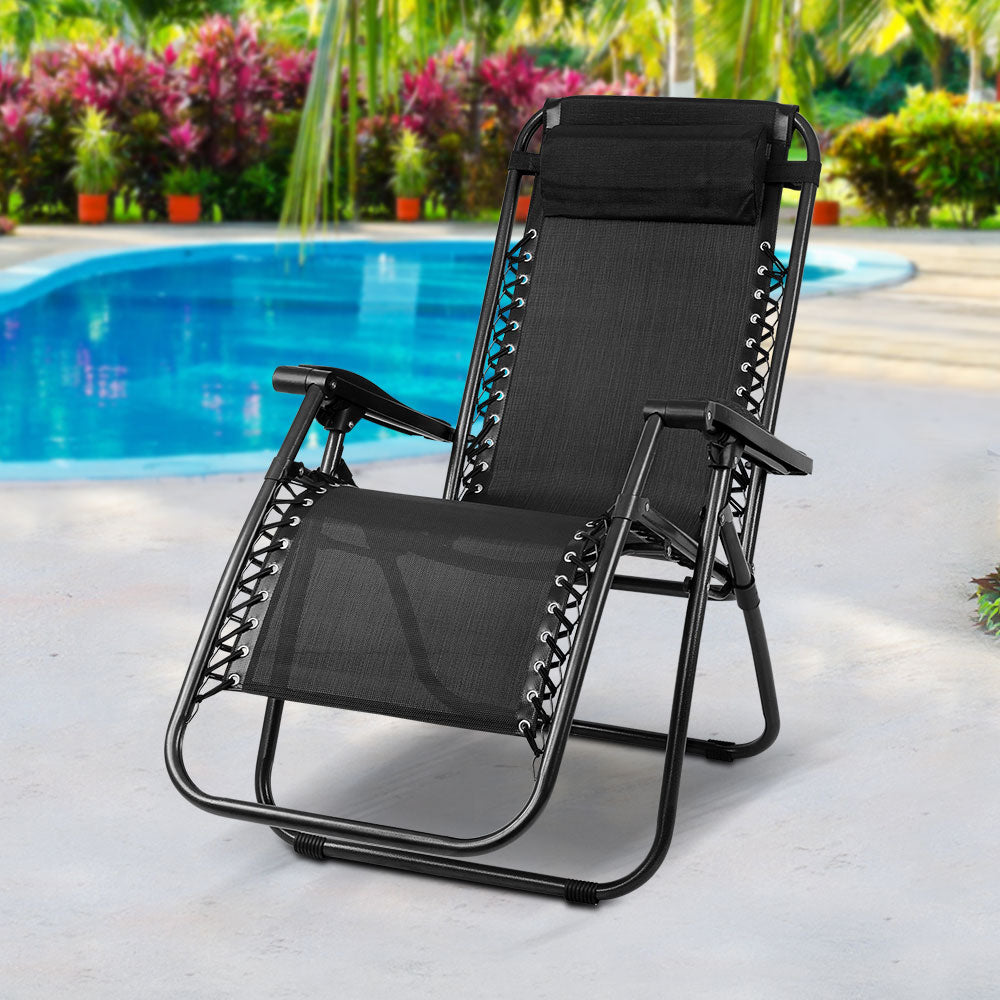 Loughton Zero Gravity Folding Recliner Outdoor Chair - Black