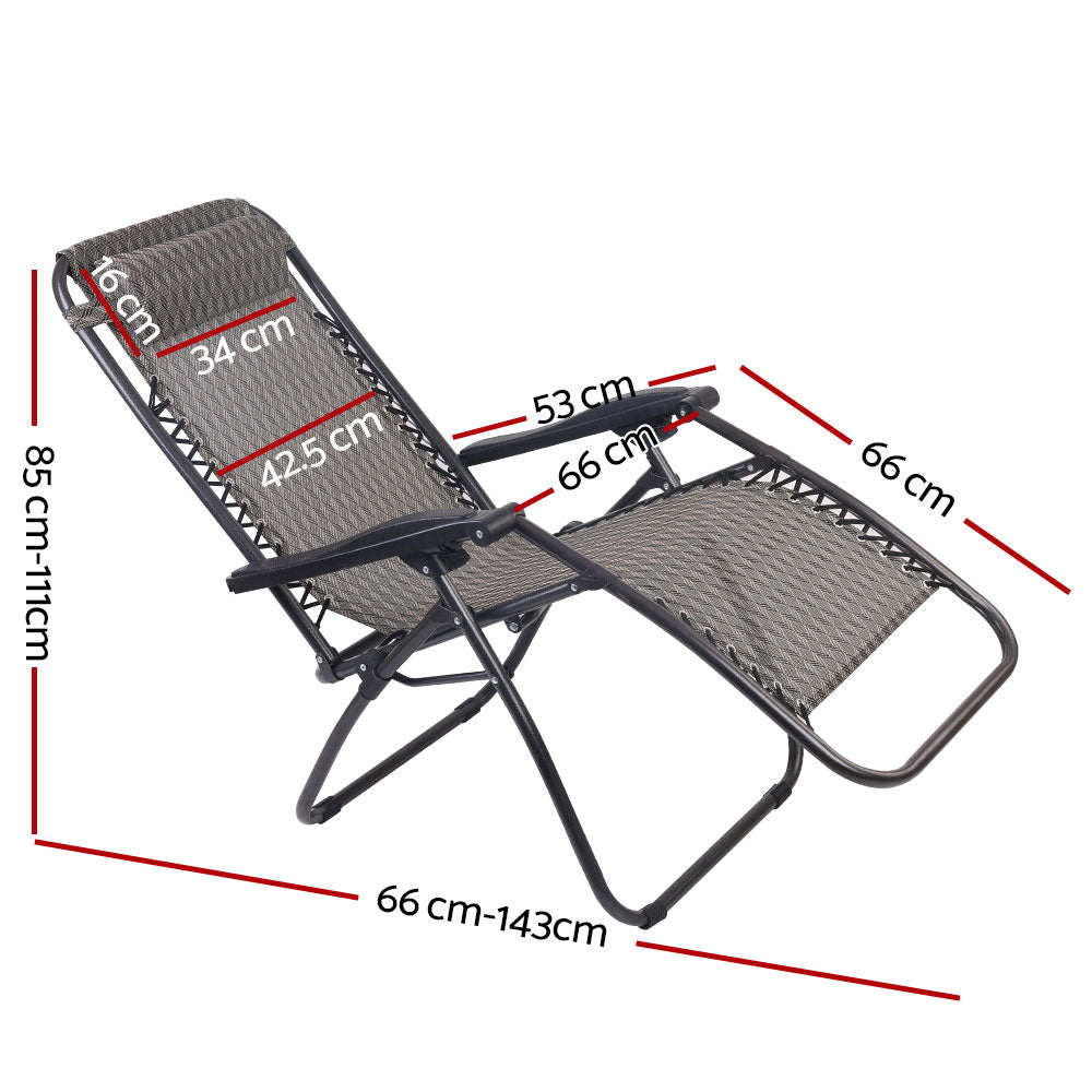 Loughton Set of 2 Zero Gravity Folding Recliner Outdoor Chair - Grey