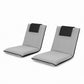 Set of 2 Megan Floor Lounge Sofa Bed Floor Cushion Velvet - Grey